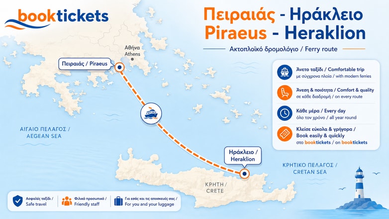 Χάρτης δρομολόγιου πλοίου Πειραιάς - Ηράκλειο